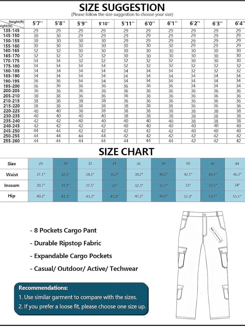 Digital Camo Cargo Military/Casual Tactical Work/Combat Pants, 44x34 - Picture 10 of 11